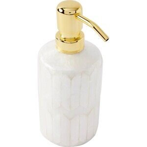 Anthropologie Home Capiz Soap Dispenser Gold Ivory White Sold Out NWT